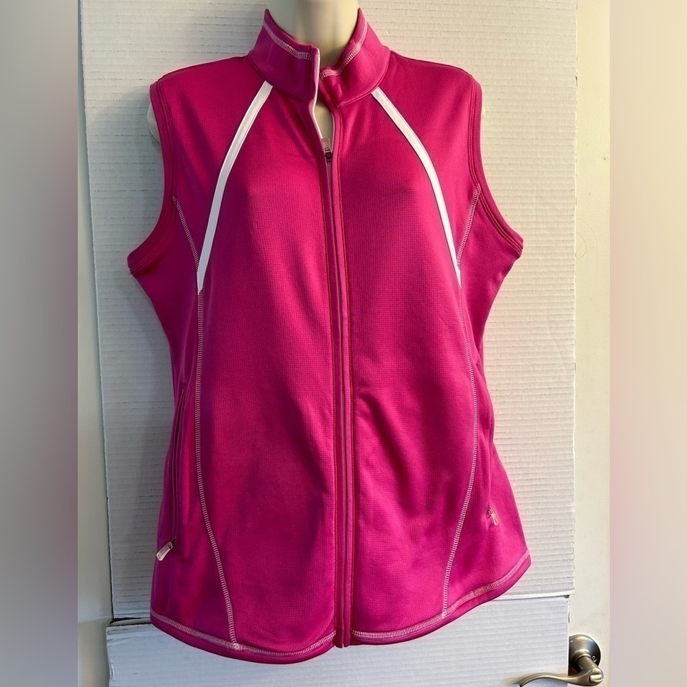 Adidas Golf climawarm women’s‎ full zip pink & white vest   Sz- M. L11